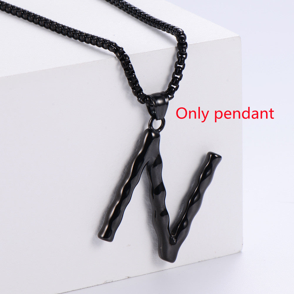 Three-dimensional 26 English Letter Pendant Necklace Fashion Jewelry Titanium Steel Couple Ornament 1938a9c2 371c 439d a0c9 2