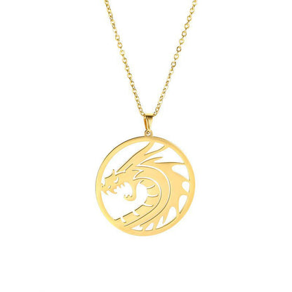 Zodiac Dragon Stainless Steel Round Plate Plating Necklace 194090cc 89ac 4c7d b18f f90e1d2eacfb
