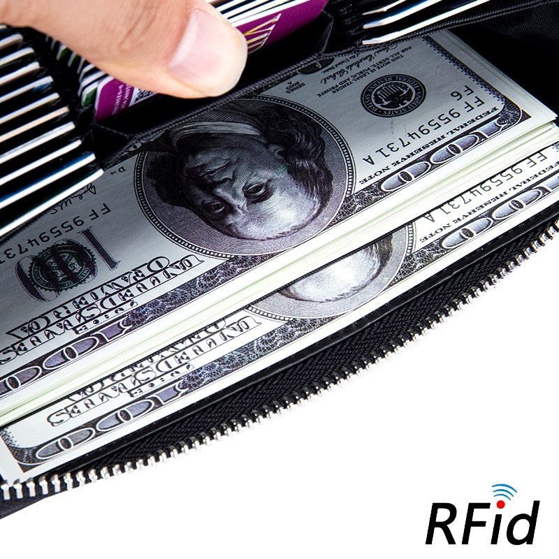Rfid Many Departments Men Wallet Cow Genuine Leather 36 Slots Card Holder Cell Phone Pocket Male Wallets Clutch Man Long Purs