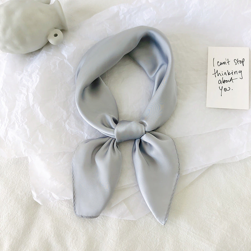 Pure color ladies tie wrap silk scarf 19453502428009