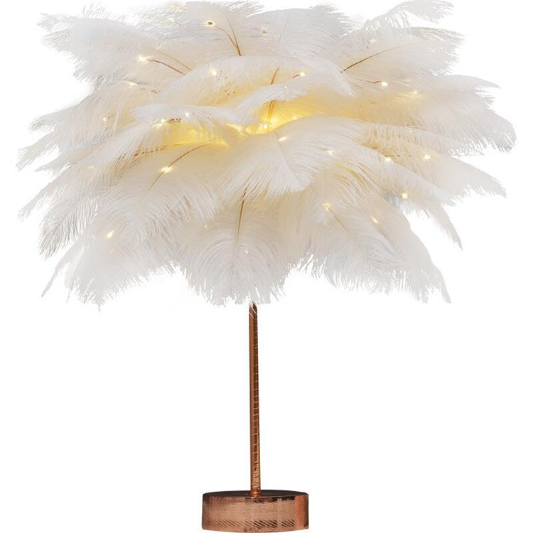Feather Lamp Nordic Desk Lamp European-Style Bedroom Bedside Feather Table Lamp Night Light Table Lamp Decoration Modern 1955
