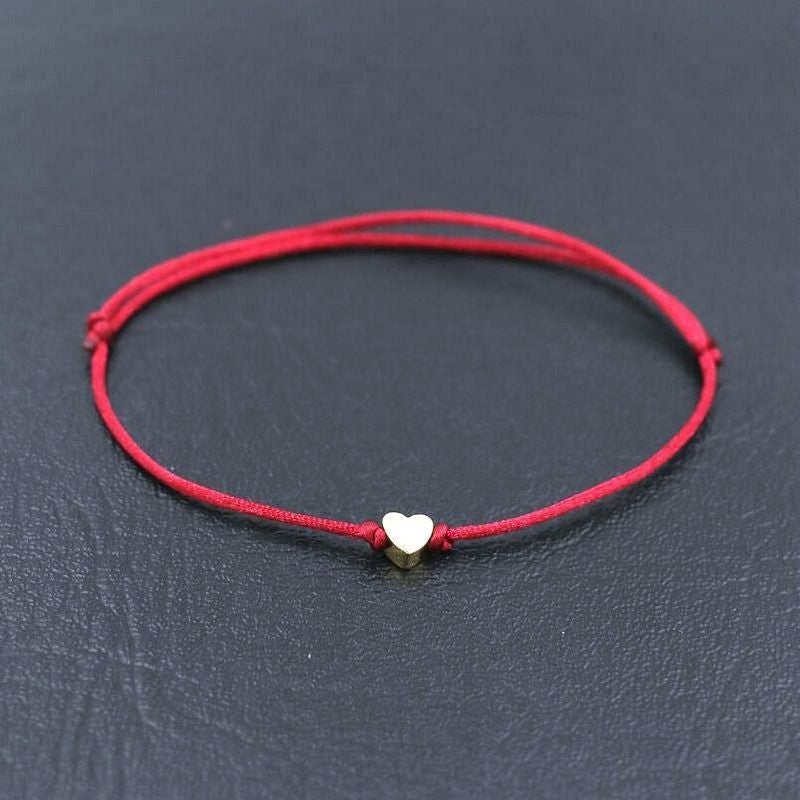 Waterproof Wax Wire Alloy Peach Heart Hand-woven Bracelet For Women 19579fb0 a629 4a8e 9057 89451fbc8a11