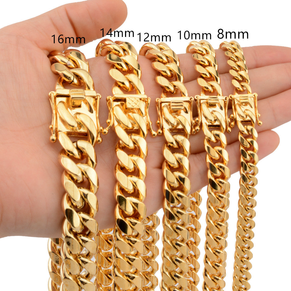 Hot Stainless Steel Link Gold Miami Cuban Border Chain Men Women Jewelry Necklace Or Gift Bracelet Xams 1959432047528