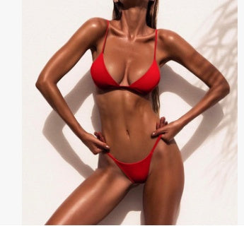 Sexy bikini in fast-selling, explosive bikini , new European and American foreign trade women's split pure-color swimsuit 196