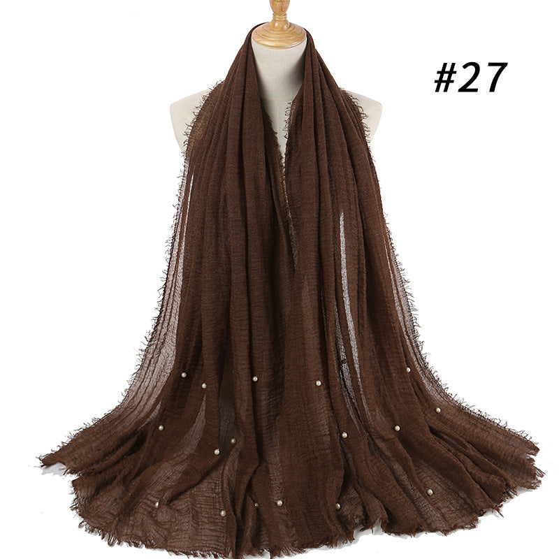 Cotton and linen crumpled monochrome scarf 19745424341803
