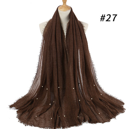 Cotton and linen crumpled monochrome scarf 19745424341803