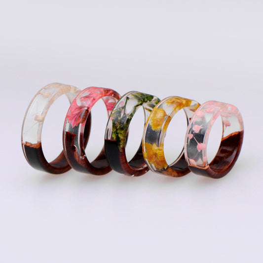 Retro Creative Plant Resin Wood Transparent Ring 199fe276 6e20 4a5f 8be5 176ce0a88952
