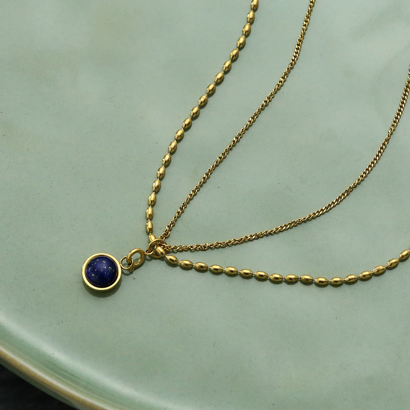 Vintage Rice Beads Double Layer Necklace Natural Stone 19af181b d263 4c48 b1c5 38e4a398e3d6