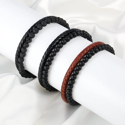 Titanium Steel Leather Rope Bracelet String Beads Hand-woven 19bf1ccf 6da4 4632 b0fc 7bbdd3086ff8