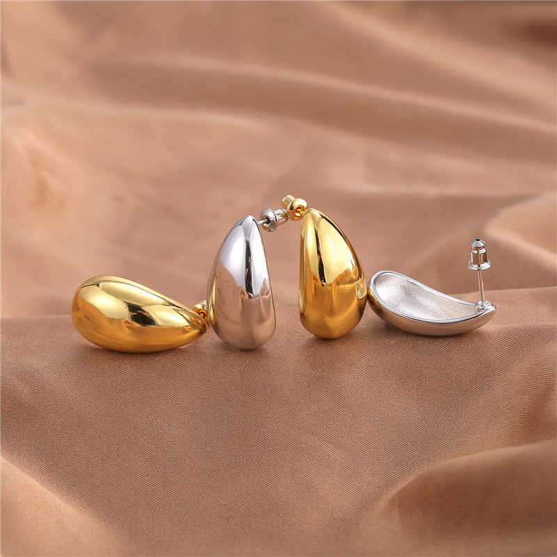 Metal Texture High-grade Earrings Golden Water Drop 1a2b6f00 8266 4273 91d4 0f79db95961b