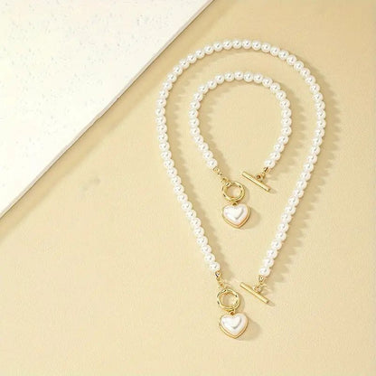 Love Pearl OT Buckle Necklace, Bracelet Set
