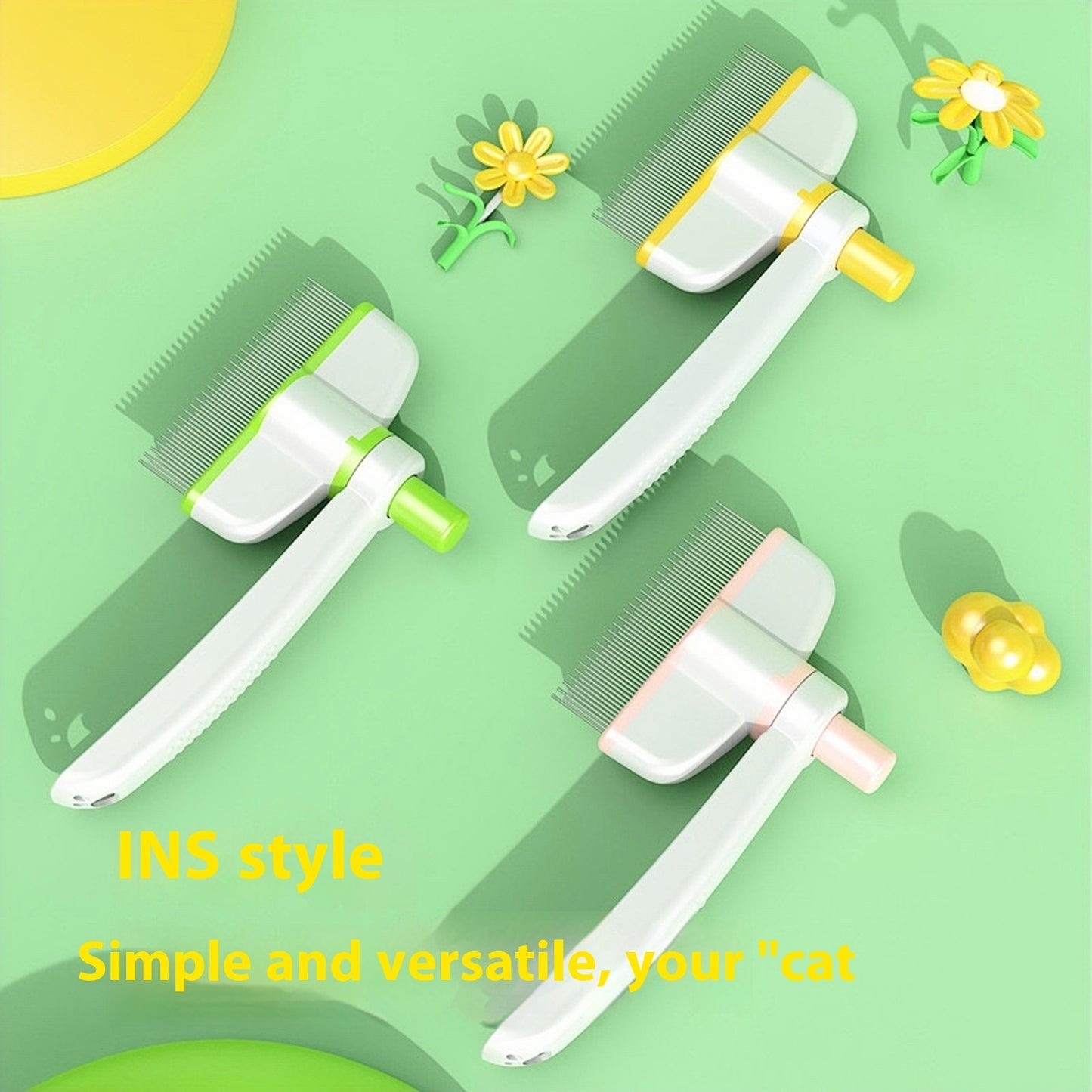 Cat Comb Tie Removal Floating Hair Magic Long Hair Pet Self-Cleaning Row Dog Cat Comb Grooming Supplies Flea Removal Brush Pe