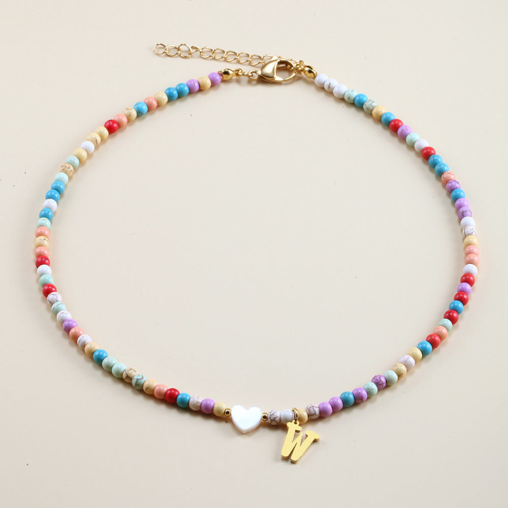 Colorful Beads Initial Choker For Women Stainless Steel Lett 1a3bbc64 9c2e 4027 b021 5a0d3657f488