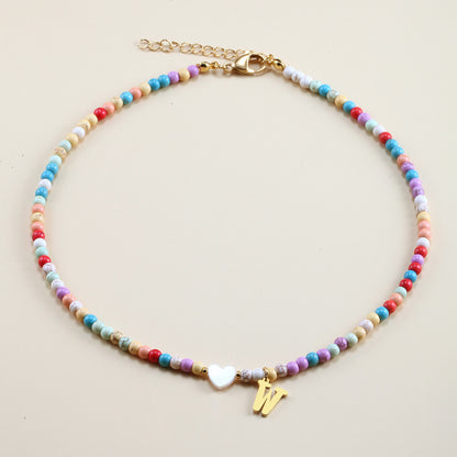 Colorful Beads Initial Choker For Women Stainless Steel Lett 1a3bbc64 9c2e 4027 b021 5a0d3657f488