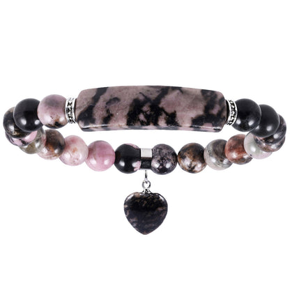 Crystal Round Beads Elbow Bracelet With Heart-shaped Pendant Bracelet 1a514600 aa06 4359 8d06 cc6e965e72f0