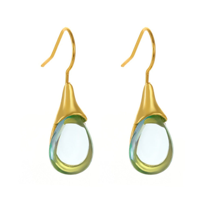Drop-shaped Inlaid Cat's Eye Earrings Four-color Simple 1a6cfcd5 a3d6 48f1 b81a 74672edd3275