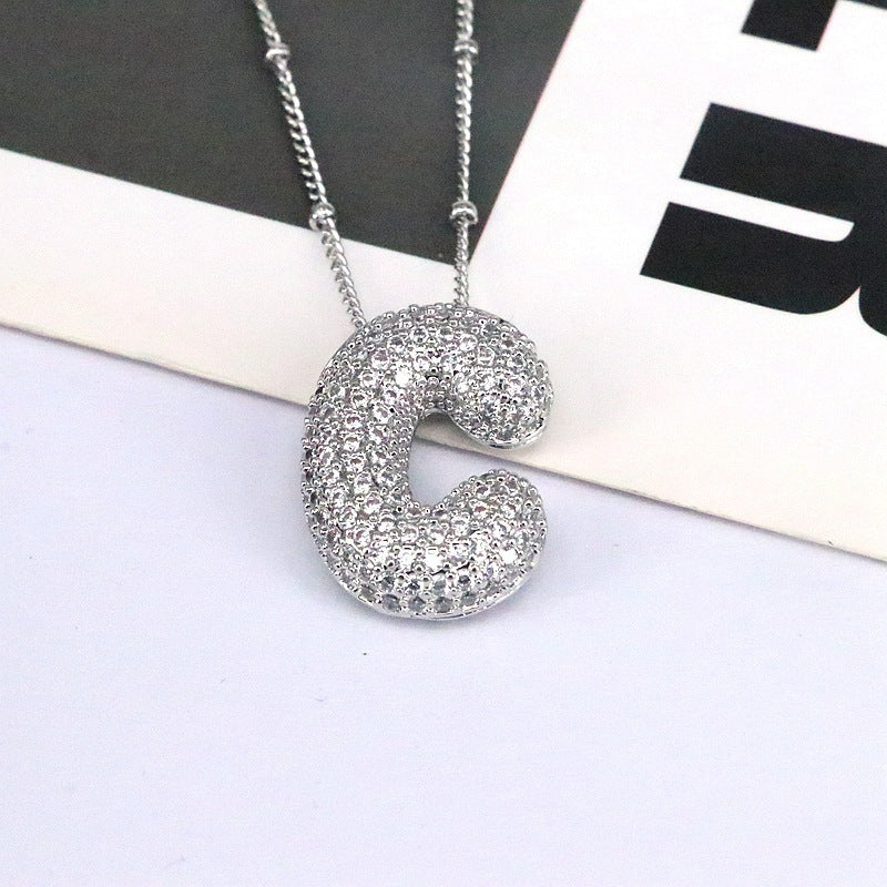 Brass Zircon Bubble Balloon Letter Pendant Necklace For Women 1a7330d5 8c38 4979 b618 1c999d6eb4d8