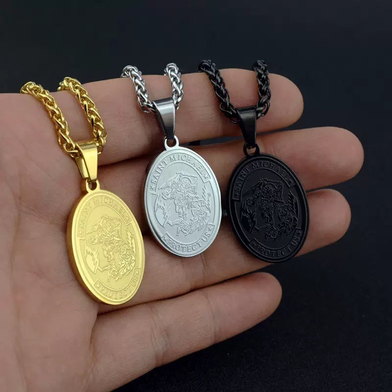 Oval Angel Portrait Pendant Stainless Steel Necklace Titanium Steel Colorfast Necklace 1a799c0b 7d91 4129 814d 1461a9499d32