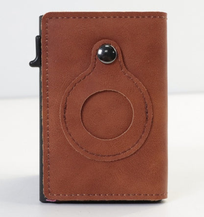 AirTag Wallet Anti Theft Bullet Card Bag Multi-functional Rfid Card Holder Men's Leather Slim Wallets For Airtag Air Tag 1a93