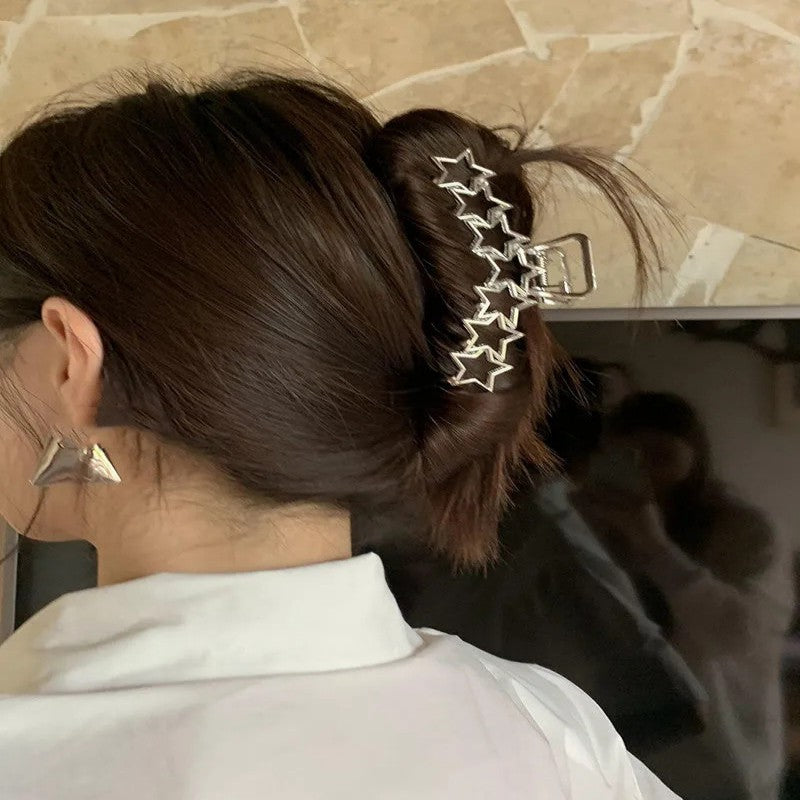 Simple Metal Star Silver Large Hair Clip 1aa730b8 2680 4ac0 b44e 3eaaded8e555
