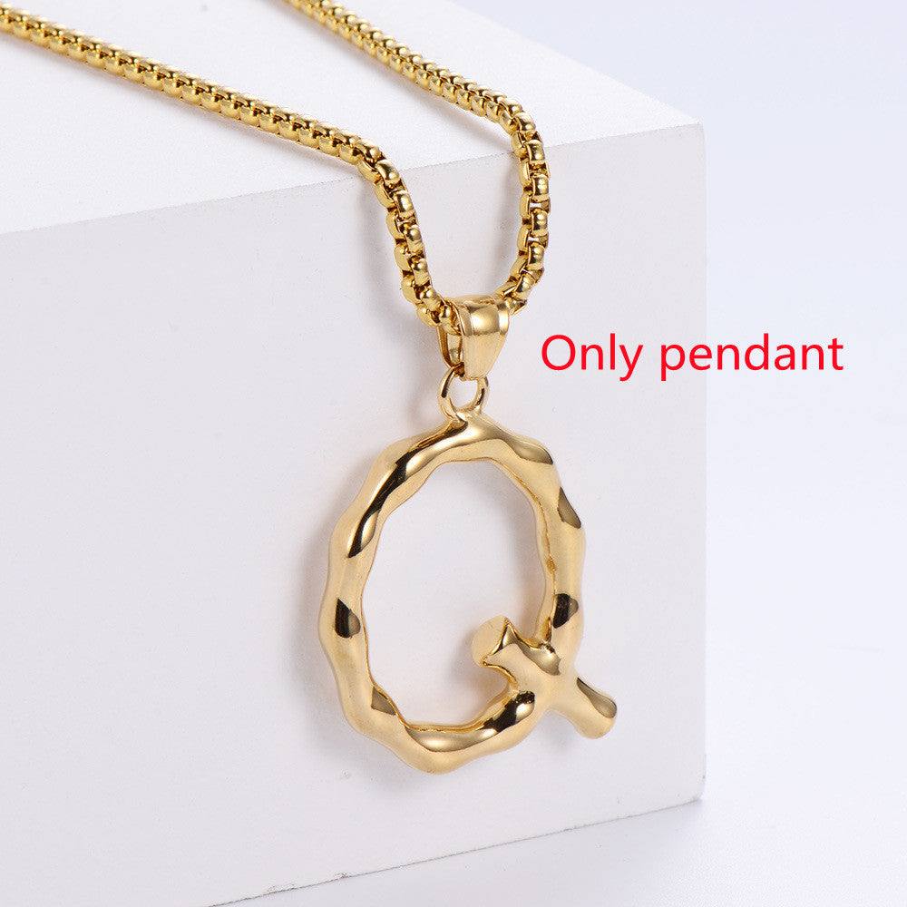 Three-dimensional 26 English Letter Pendant Necklace Fashion Jewelry Titanium Steel Couple Ornament 1aad4bf5 8e7d 4d54 94df 6