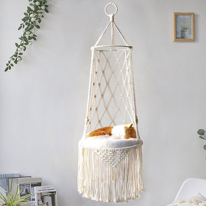 Macrame Hanging Pet Bed Macrame Cat Hammock Wall Hanging Cat Hammock Macrame Cat Bed-Pet Gifts Hammock Macrame Cat Swing 1ab1