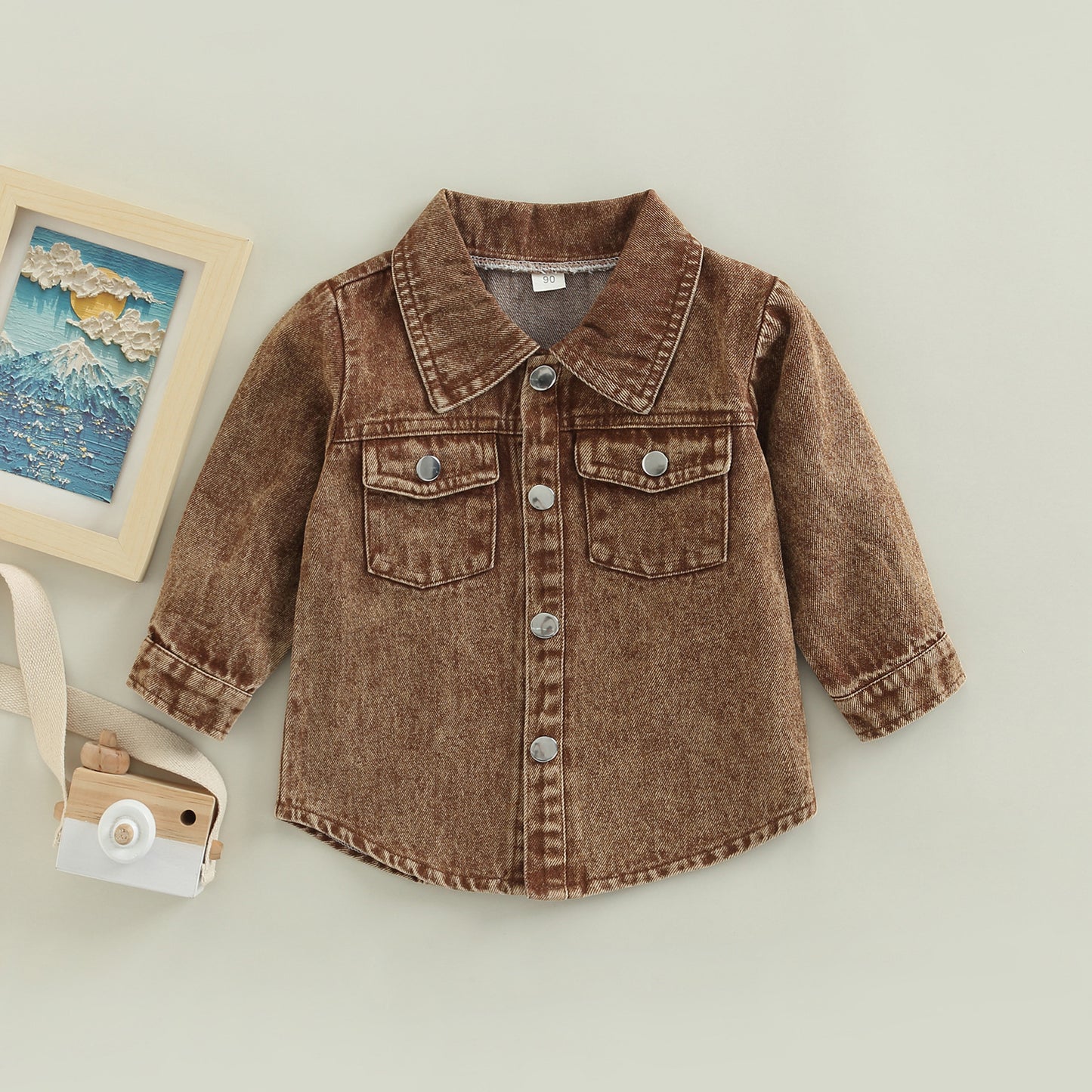 Autumn New Kids' Overcoat Boys Girls Toddlers Casual Solid Color Long Sleeve Lapel Denim Shirt Jacket 1ab74e7f 1b8e 49a1 9350
