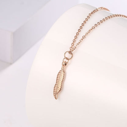 Simple Titanium Steel Clavicle Chain Leaf Pendant Long Necklace 1ab94712 838b 4060 ab2d 12a225d24251