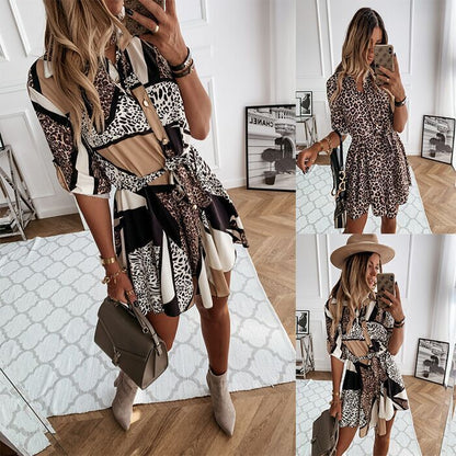 Sleeve-in-sleeve Long-sleeved Fashion Sexy Printed Shirt Dress With Buttons 1acad3cd c381 4534 ad92 22864352dc4e
