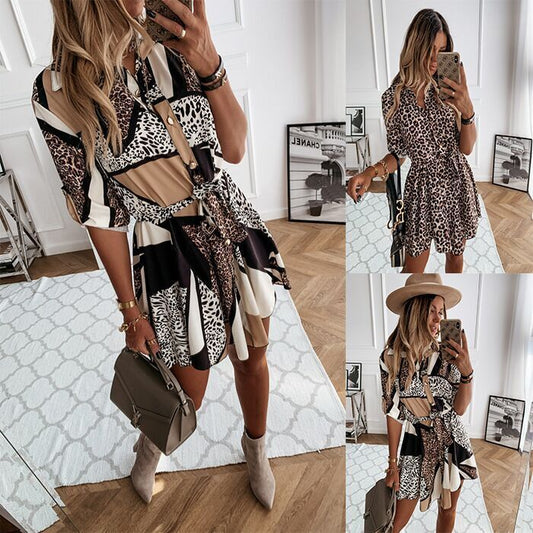 Sleeve-in-sleeve Long-sleeved Fashion Sexy Printed Shirt Dress With Buttons 1acad3cd c381 4534 ad92 22864352dc4e