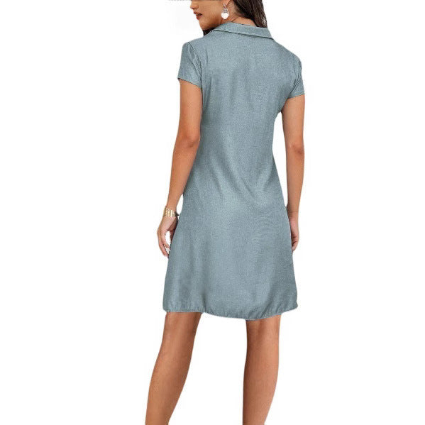 Split Pocket Large Swing Skirt Plus Size Casual Denim Dress