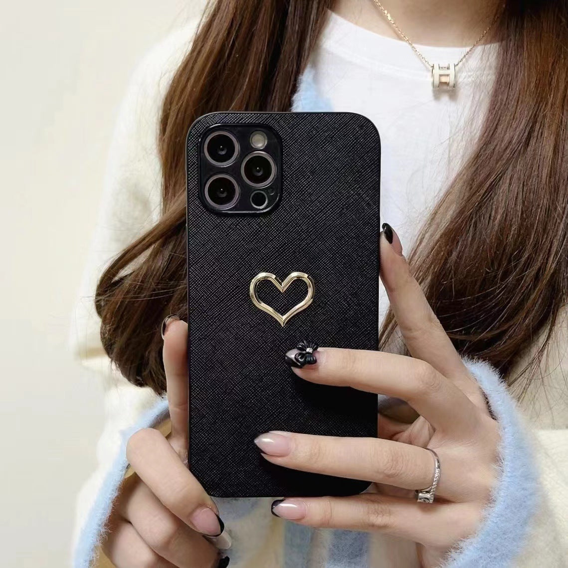 Simple Bronzing Heart Leather Phone Case 1ae8d1a3 9575 440e af67 f87b3cc5965e