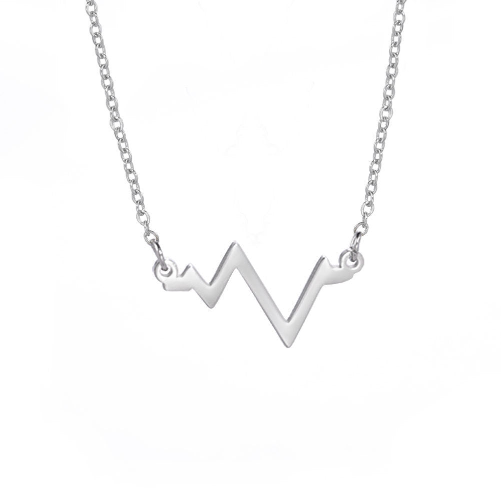 Women's Simple Versatile Stainless Steel ECG Pendant Necklace 1b35ec65 8ea3 4fe3 8828 a4bb9bb02b81