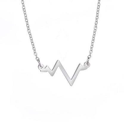Women's Simple Versatile Stainless Steel ECG Pendant Necklace 1b35ec65 8ea3 4fe3 8828 a4bb9bb02b81