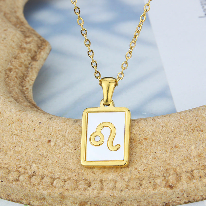 Stainless Steel Square Shell Zodiac Necklace 1b3699f5 0b74 433e a1ad c5ec1c76539f