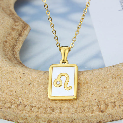 Stainless Steel Square Shell Zodiac Necklace 1b3699f5 0b74 433e a1ad c5ec1c76539f