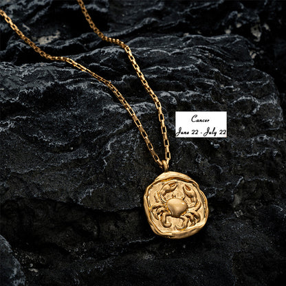 Vacuum Plating 18k Titanium Zodiac Oval Pendant Necklace 1b3d68ea 6cad 44da 98c7 744e1e2bcaf9
