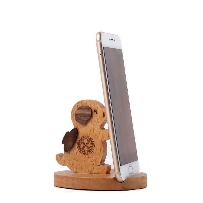 Creative  Mobile Phone Toma Back With Coin Beech Wood Lazy Phone Holder Custom Lettering - 图片 13