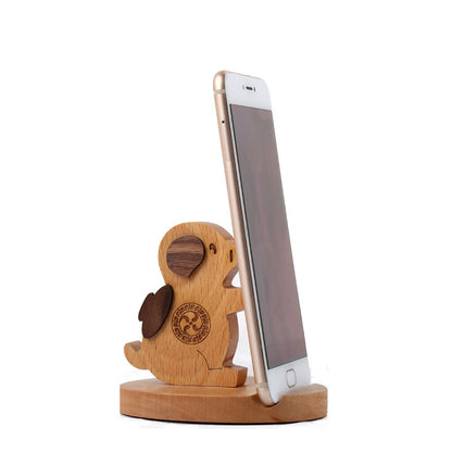 Creative  Mobile Phone Toma Back With Coin Beech Wood Lazy Phone Holder Custom Lettering - 图片 13