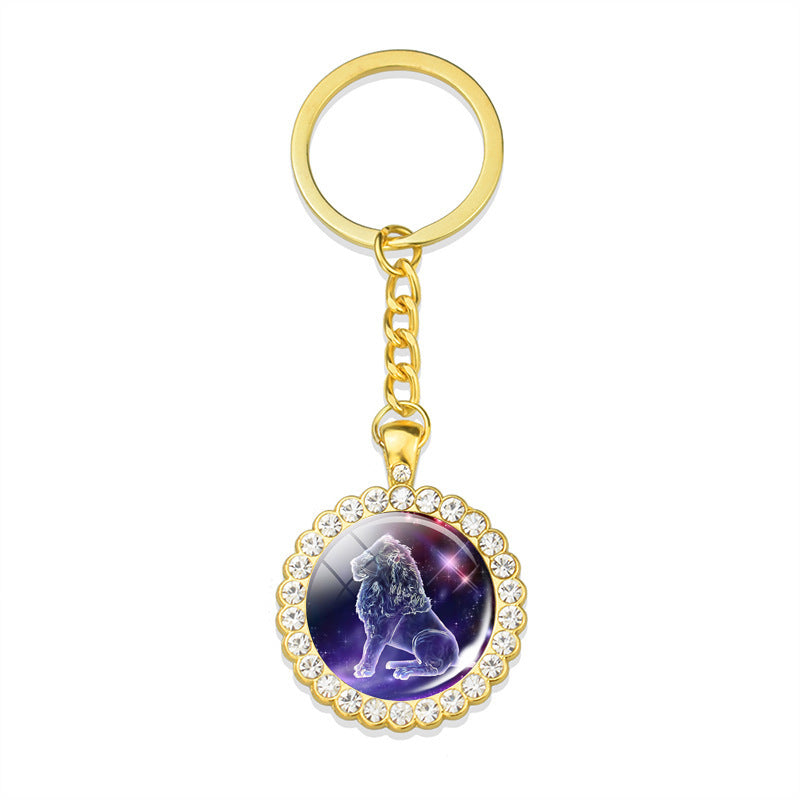 Blue Purple Glass Diamond Keychain Constellation Pendant 1bb00ed9 8440 4195 9261 a7ad12e82060