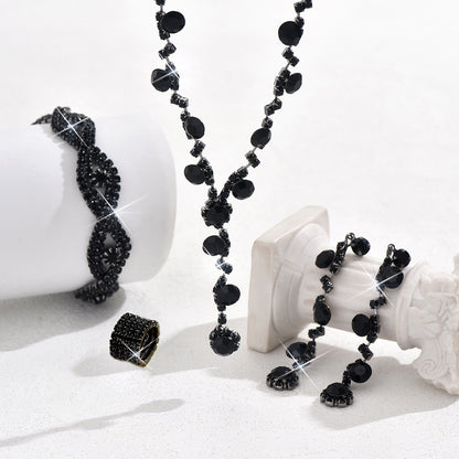 Fashion Crystal Necklace Ear Stud Bracelet Jewelry Accessories