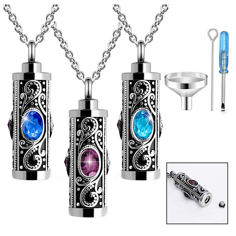 Stainless Steel Birthstone Cinerary Casket Openable Pendant Necklace 1bcb973e aed9 43ba 821b d144f6a6b7a1