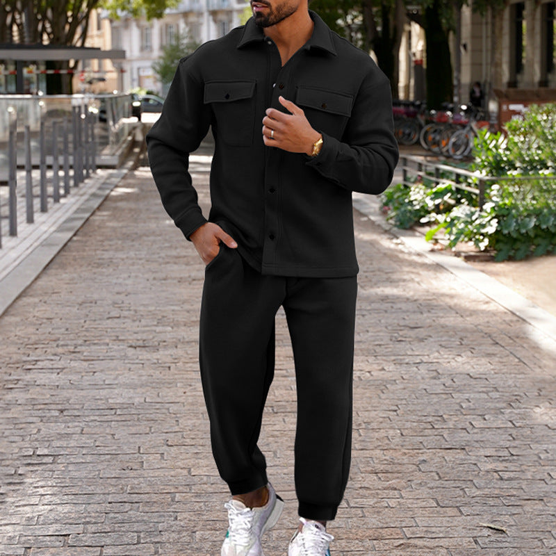 Suede Single-breasted Solid Color Slim Fit Two-piece Suit Men 1bd55c74 3ff4 440a 91ba 3c2267bbff55