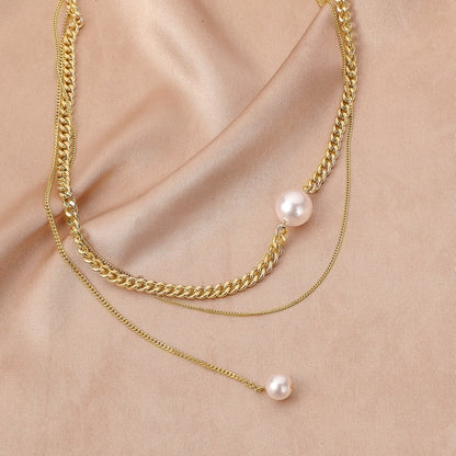 All-match Cold Rock Hip-hop Pearl Necklace Clavicle Chain Female 1c5641a4 e051 4b20 846b 7a06c5517199
