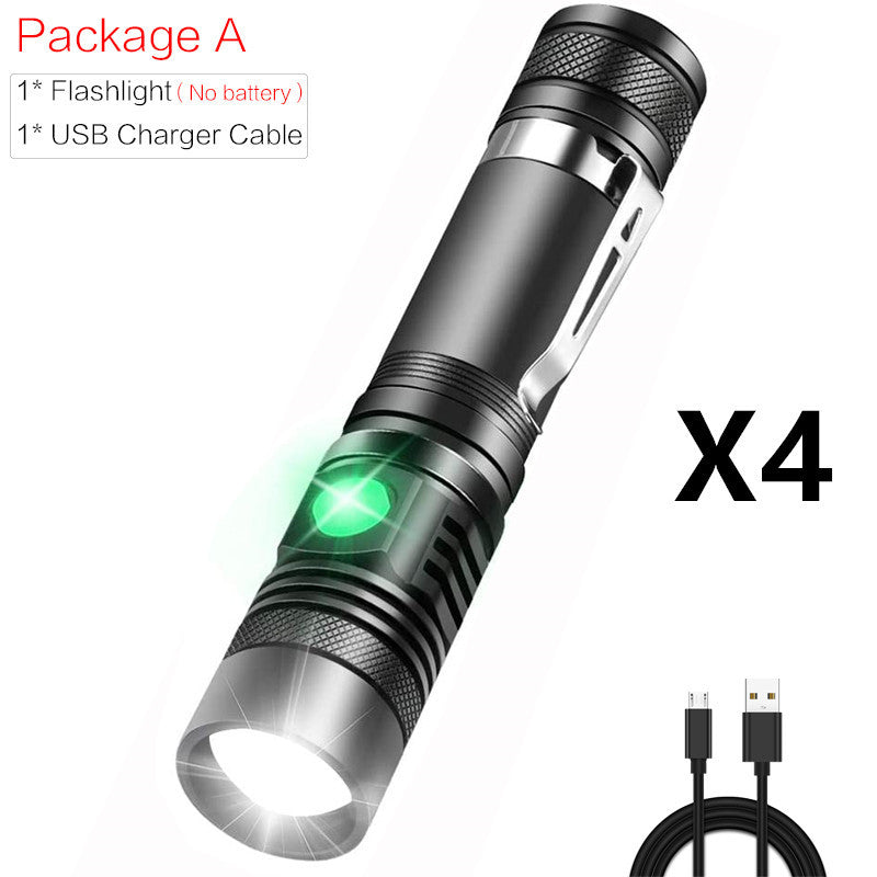 Portable Mini WT518 T6 1000Lumens 3 Modes Black Zoomable LED Flashlight Lighting Clicky Clip on Flashlights Torches Lightweig
