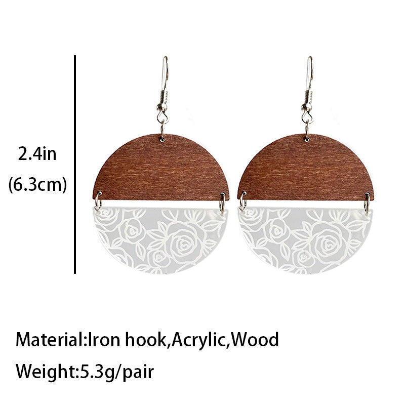 Wood Acrylic Geometric Stitching Rose Flower Lace Laser Marking Personalized Earrings 1c92a28b 54e3 4f77 b96d b65f16ed8a89