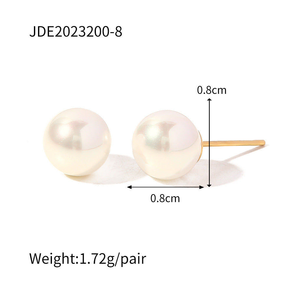 Stainless Steel Pearl Stud Earrings Titanium Steel 1c9a6a9c ee47 40f4 bcf6 b013b24b5a42