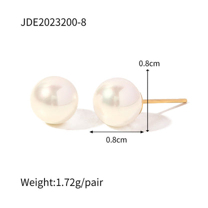 Stainless Steel Pearl Stud Earrings Titanium Steel 1c9a6a9c ee47 40f4 bcf6 b013b24b5a42