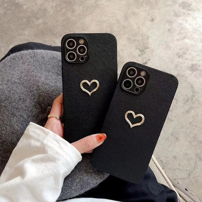 Simple Bronzing Heart Leather Phone Case 1cc6f7f6 0d15 4023 978c 230c89e61f5e