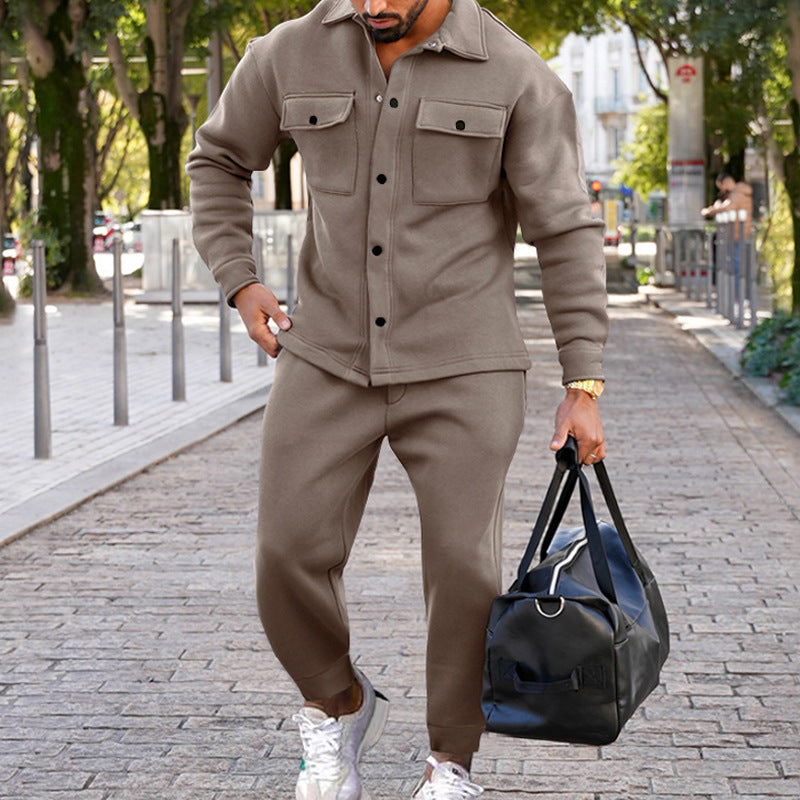 Suede Single-breasted Solid Color Slim Fit Two-piece Suit Men 1cf1a760 4ded 45c6 9ef1 112f2d8fd7b8